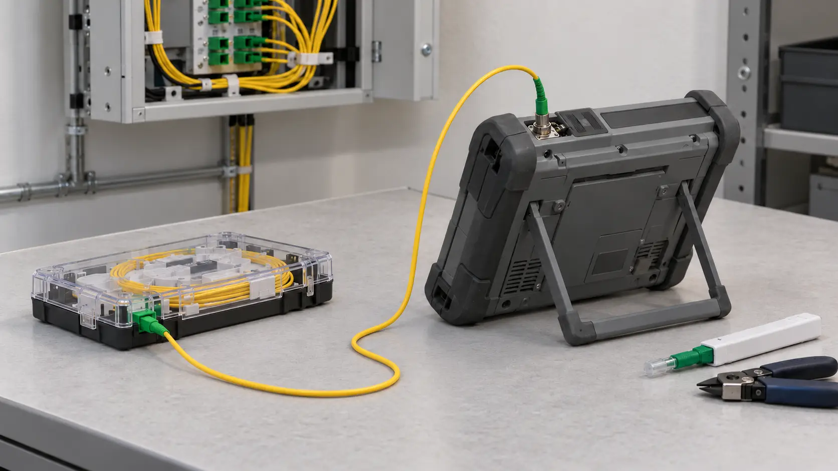 Fiber ölçüm cihazı ve test kablosu